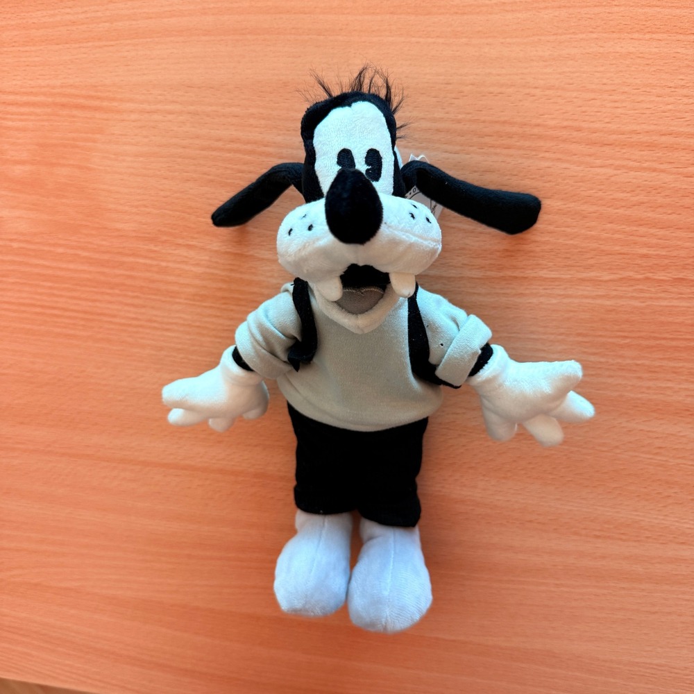 Disney Parks Authentic Original Goofy Plush Stuffed Animal Toy Black White Grey
